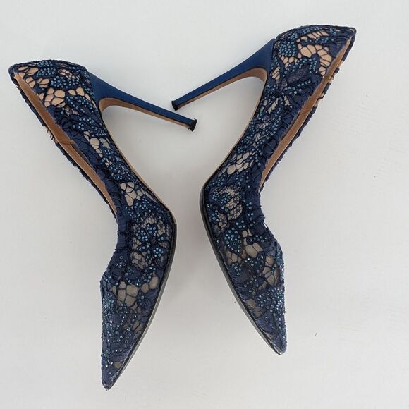 Valentino Women's Blue Lace Heels - Picture 6 of 9